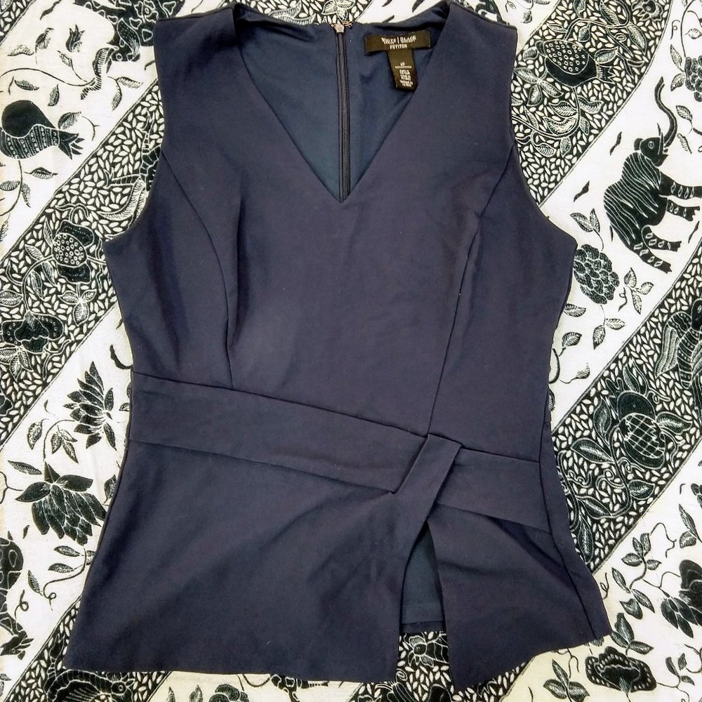 White House Black Market Sleeveless Navy Top